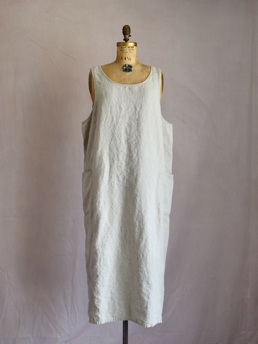 vintage 1990s smock dress in natural linen