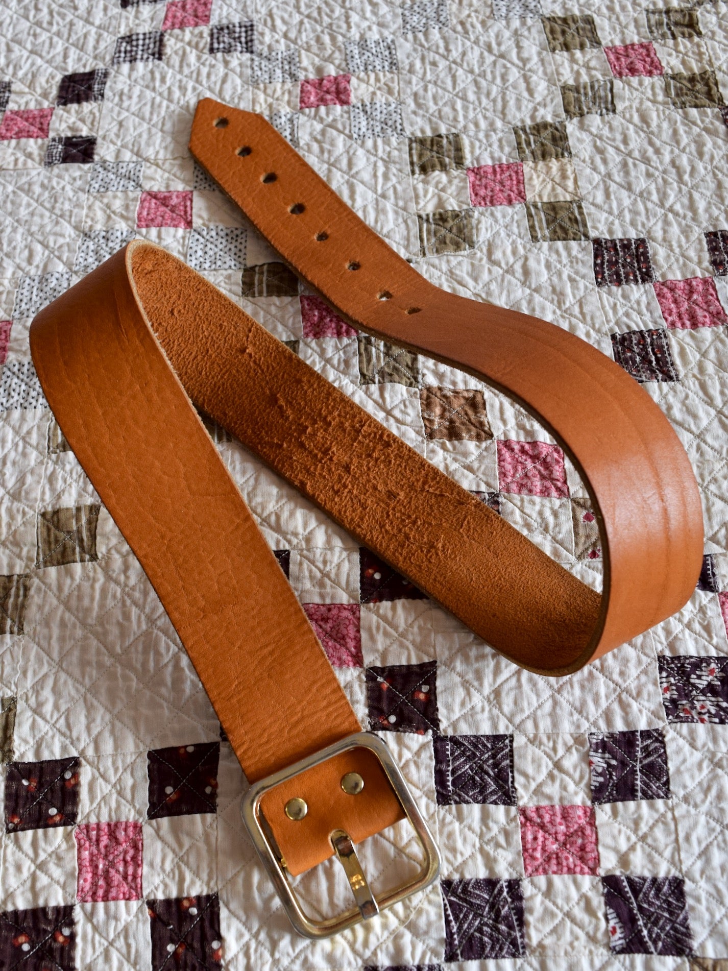 vintage 1970s pumpkin leather belt