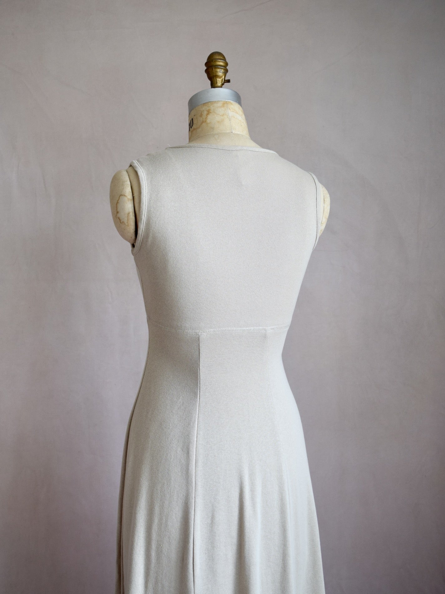 vintage 1990s fitted midi dress in wheat jersey