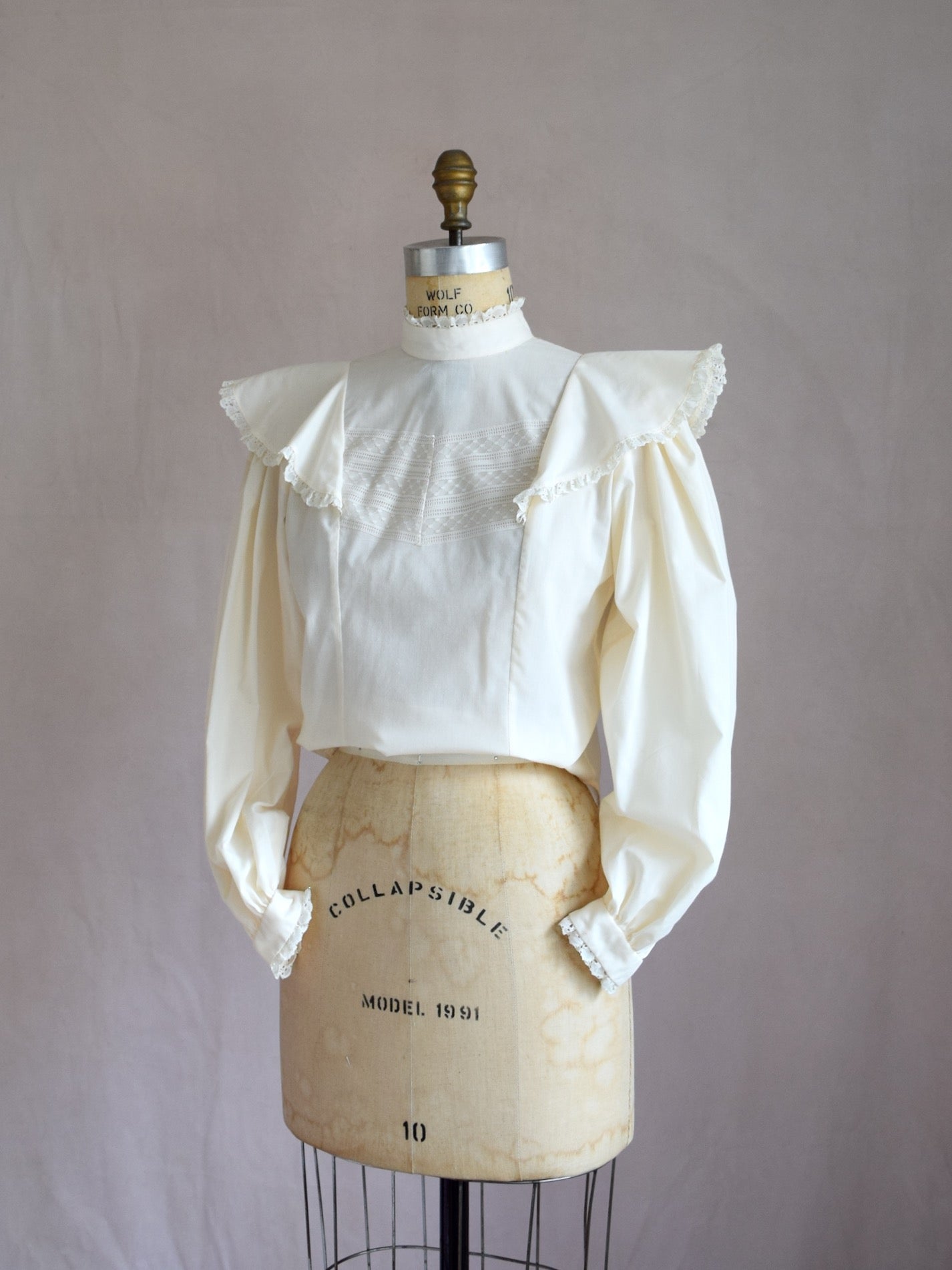 vintage 1970s cream ruffle prairie blouse