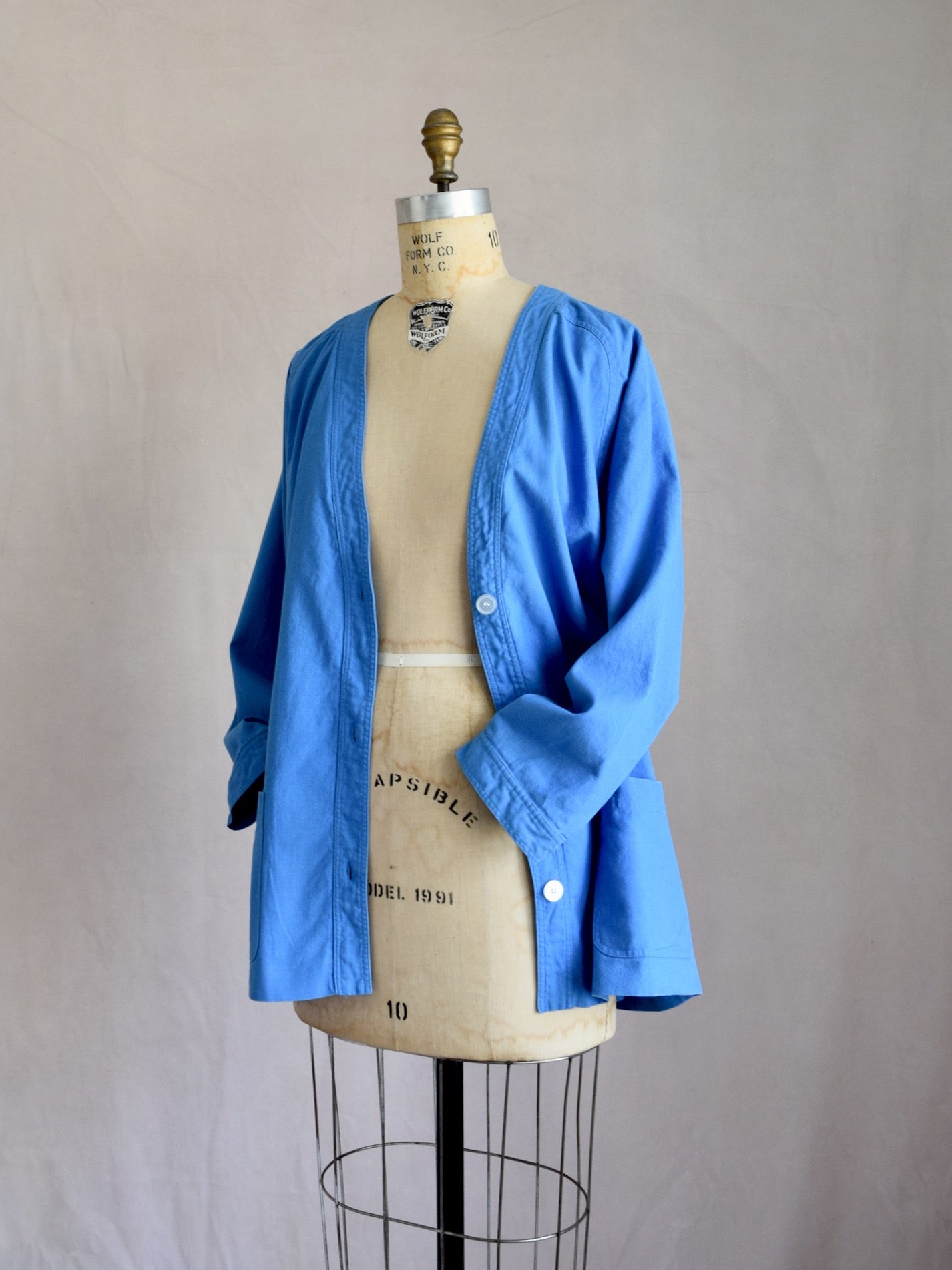 vintage 1980s chore coat by Albert Nipon in French blue