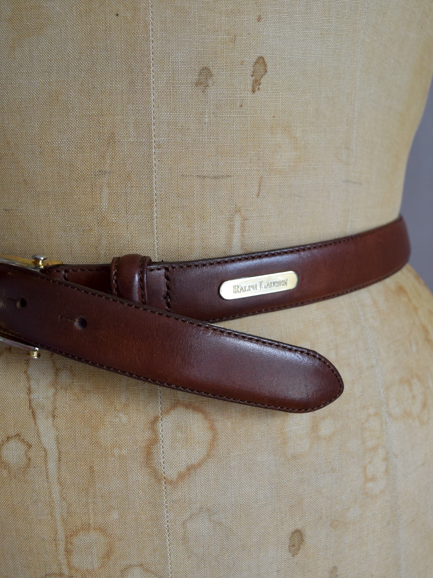 vintage 1990s Ralph Lauren brown leather Equestrian belt